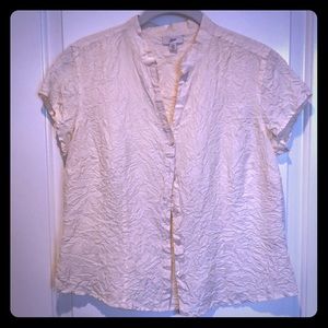 JJill 100% crinkle silk cream color blouse.
